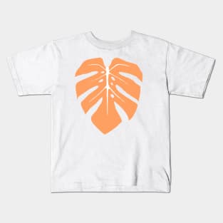 Peach Monstera Leaf Kids T-Shirt